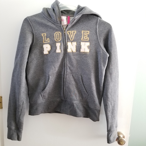 PINK Victoria's Secret Jackets & Blazers - Vintage Victoria’s Secret Pink Hoodie Grey Sz L